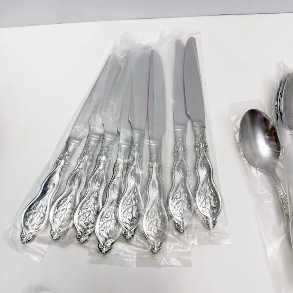 Wallace Peacock 45 Piece Service for 8 Stainless Steel 18/10 Flatware Set NEW